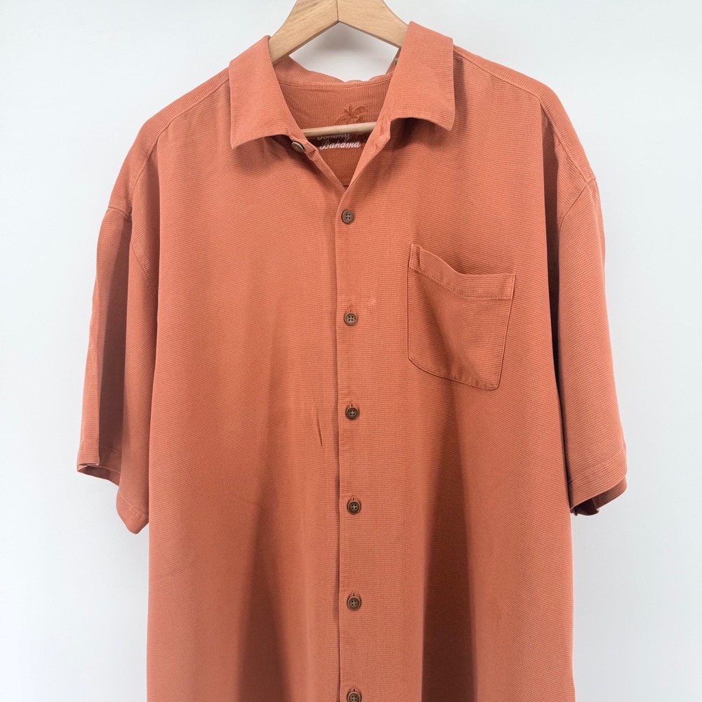 Tommy Bahama Island Riders Motorcycle Silk Shirt Orange XXL Vintage Club Graphic - Picture 3 of 9